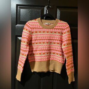 NEW J. Crew Shrunken Fair Isle Wool Blend Hearts Sweater NWT